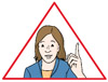 Frau erhebt Zeigefinger in einem Dreiecksrahmen